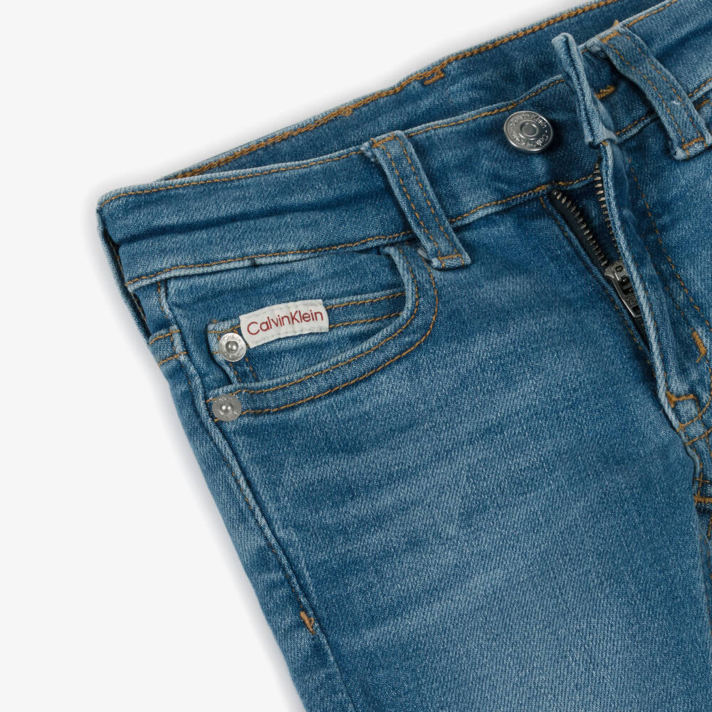 Calvin Klein-Girls Blue Denim Flared Jeans | Childrensalon