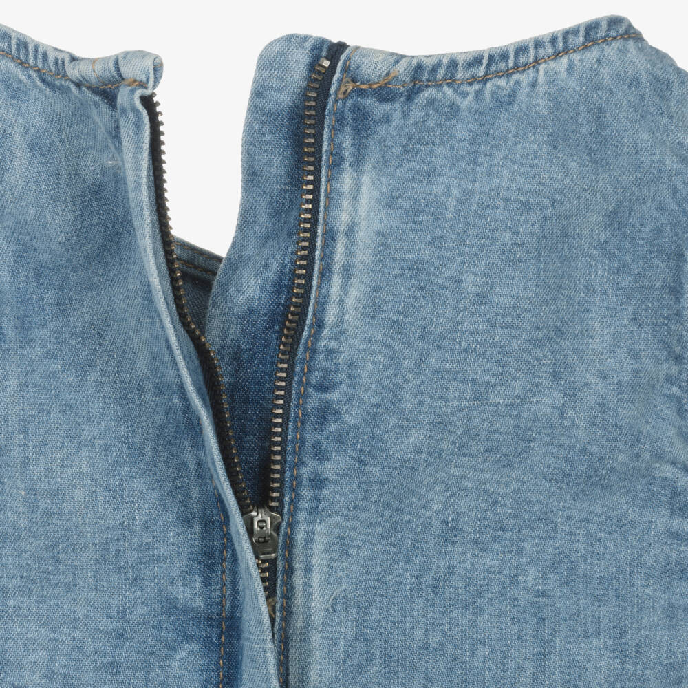 Calvin Klein-Girls Blue Denim Sleeveless A-line Dress | Childrensalon