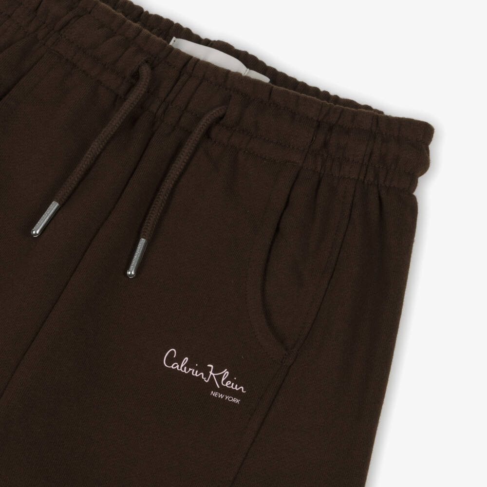 Calvin Klein-Джоггеры коричневые хлопковые с логотипом Calvin Klein New York для девочек | Childrensalon