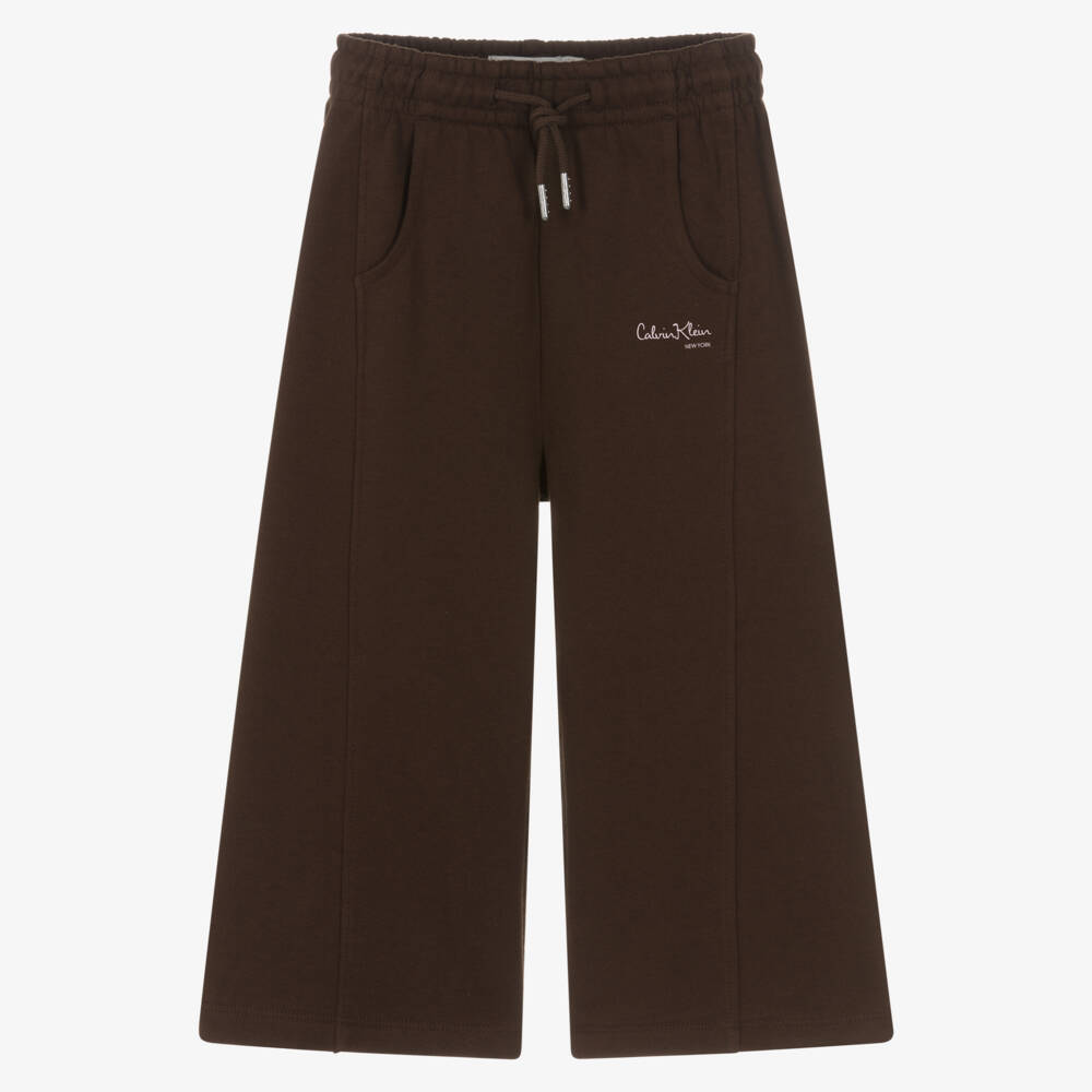 Calvin Klein-بنطلون رياضي قطن بشعار كالفين كلاين لون بني للبنات | Childrensalon