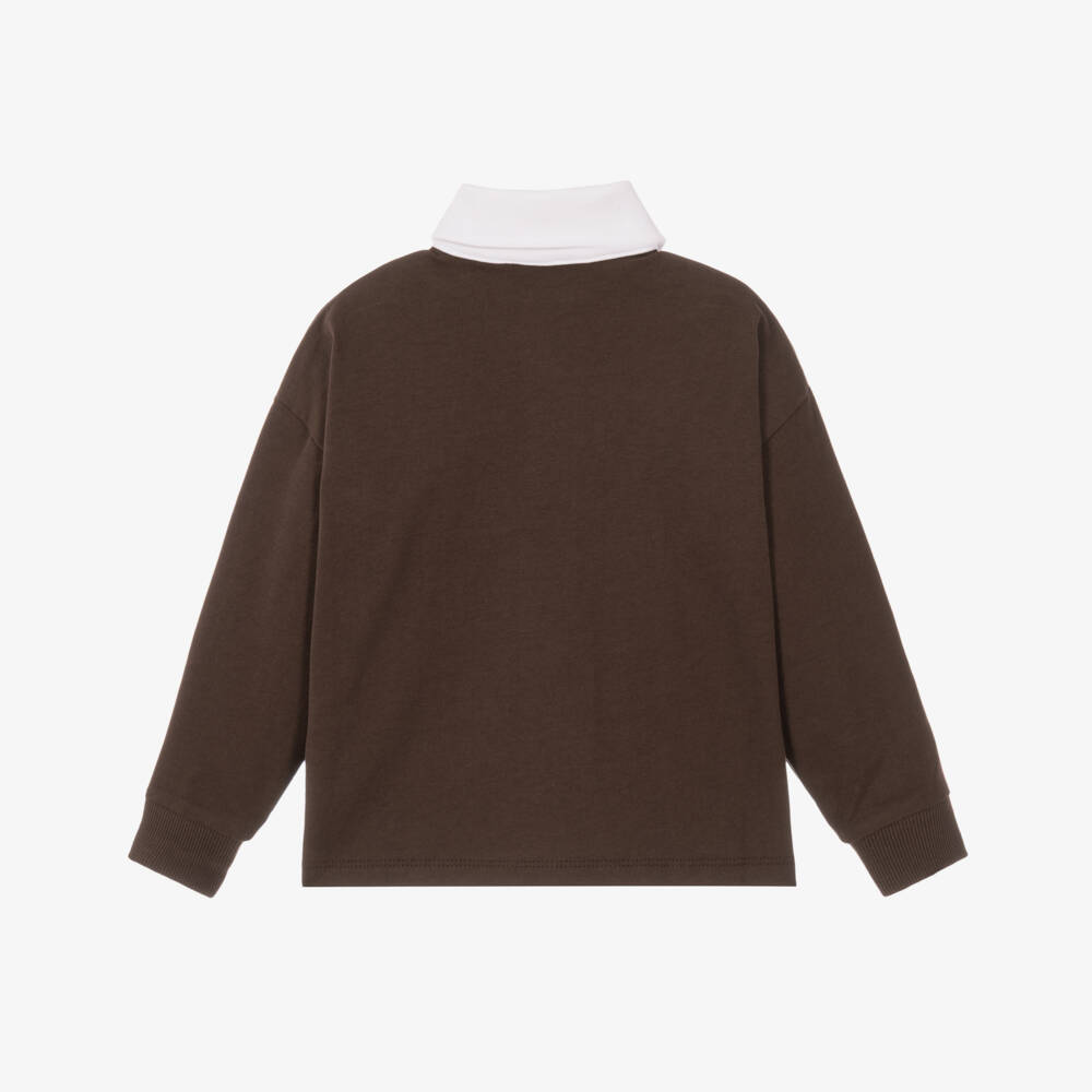 Calvin Klein-Girls Brown Cotton Rugby Shirt | Childrensalon
