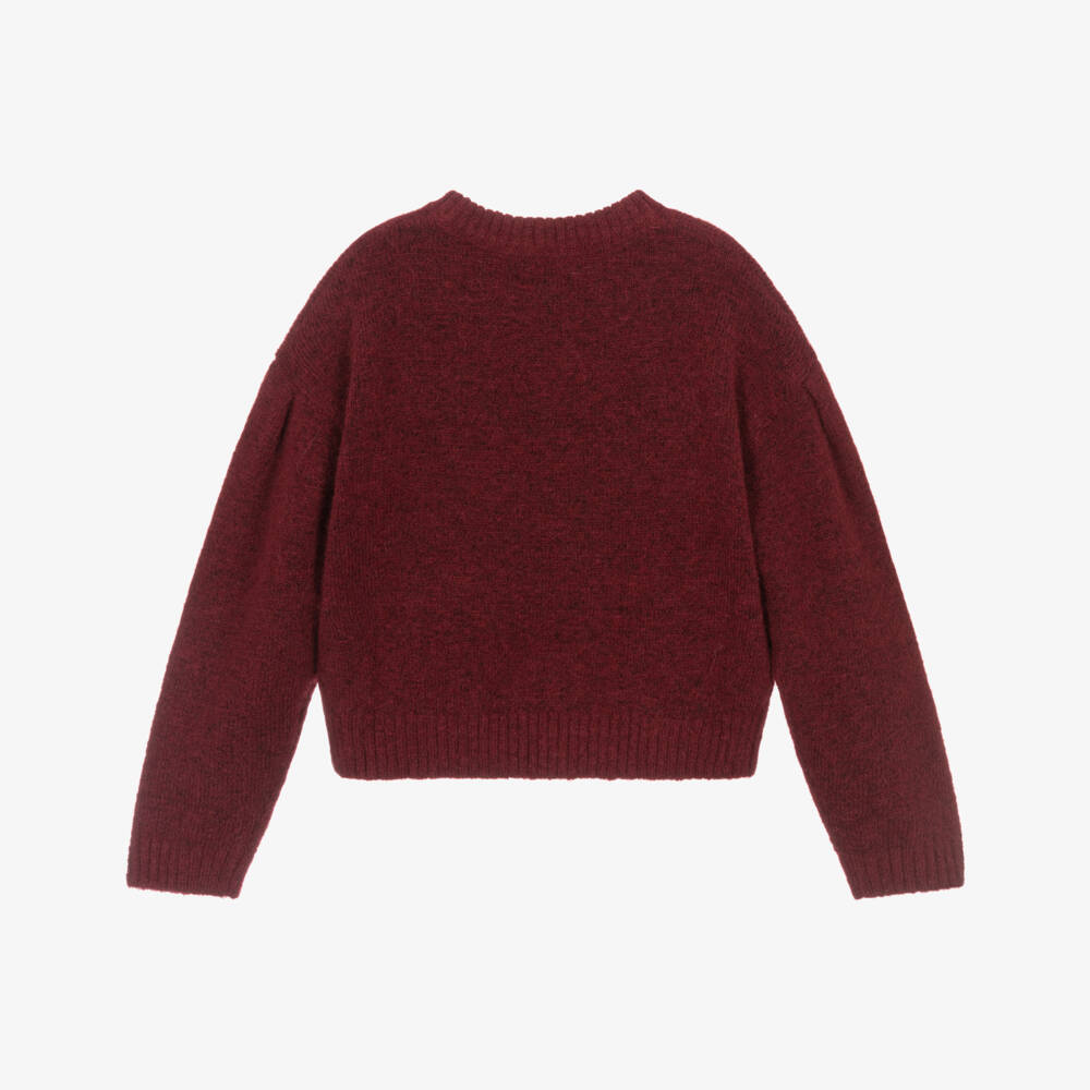 Calvin Klein-Girls Burgundy Red Knitted Sweater | Childrensalon
