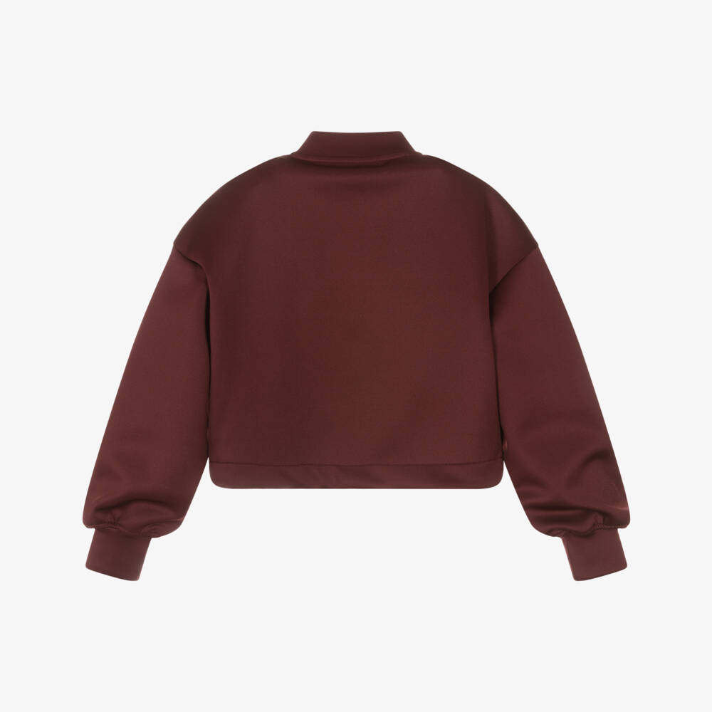 Calvin Klein-Girls Burgundy Red Zip-Up Jersey Jacket | Childrensalon