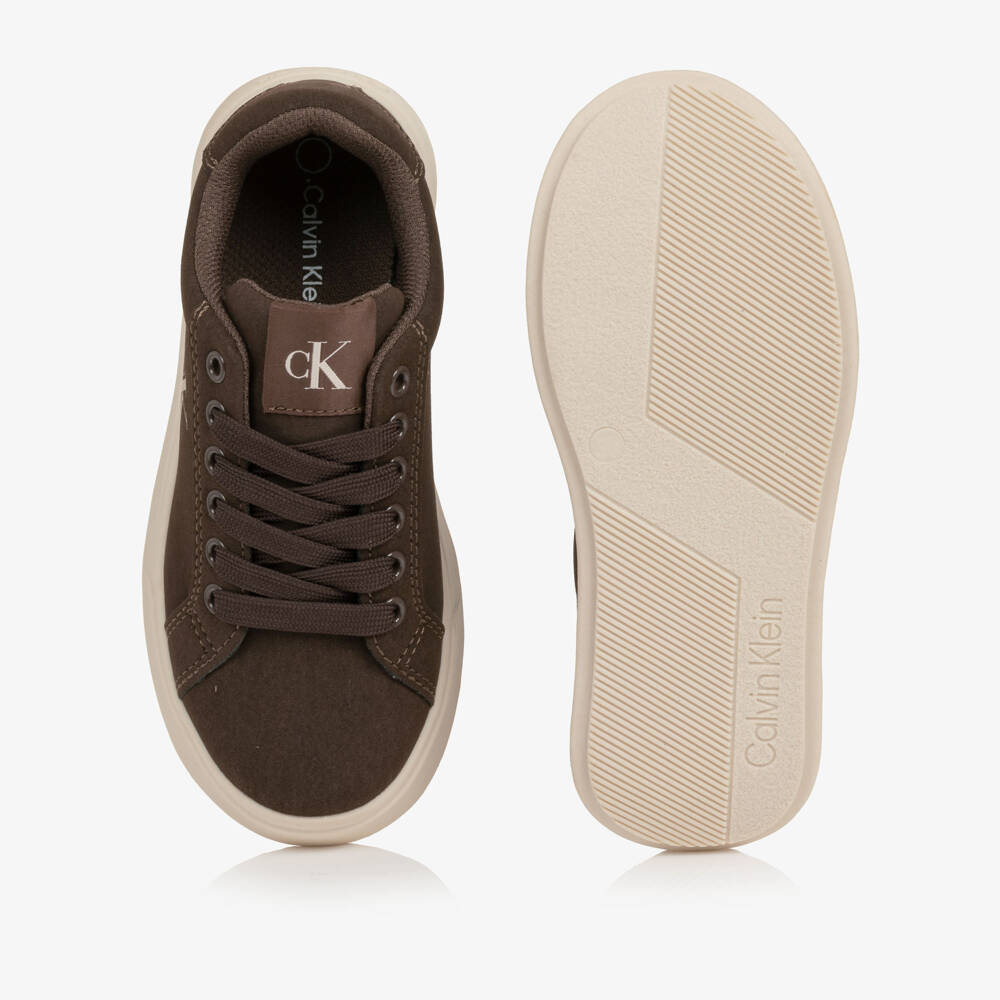Calvin Klein-Girls Dark Brown Monogram Trainers | Childrensalon