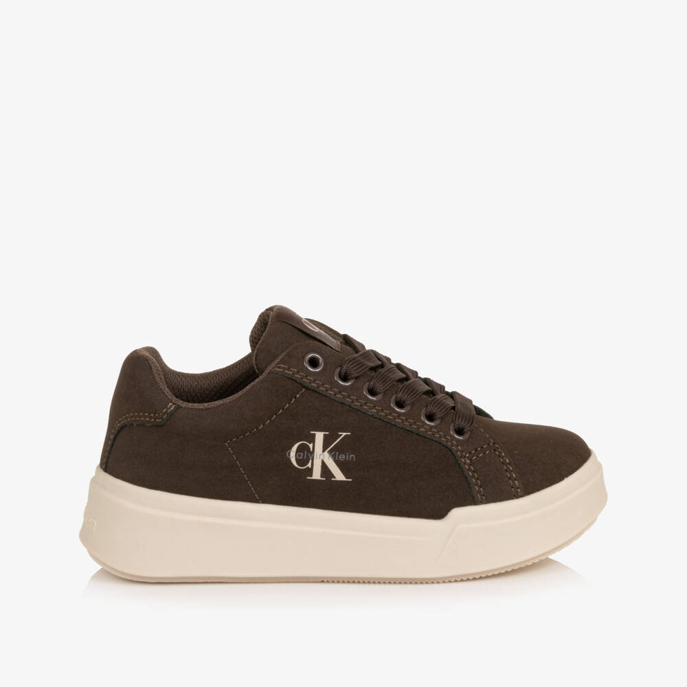 Calvin Klein-Girls Dark Brown Monogram Trainers | Childrensalon