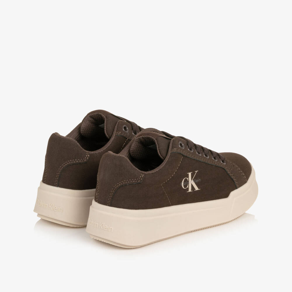 Calvin Klein-Girls Dark Brown Monogram Trainers | Childrensalon