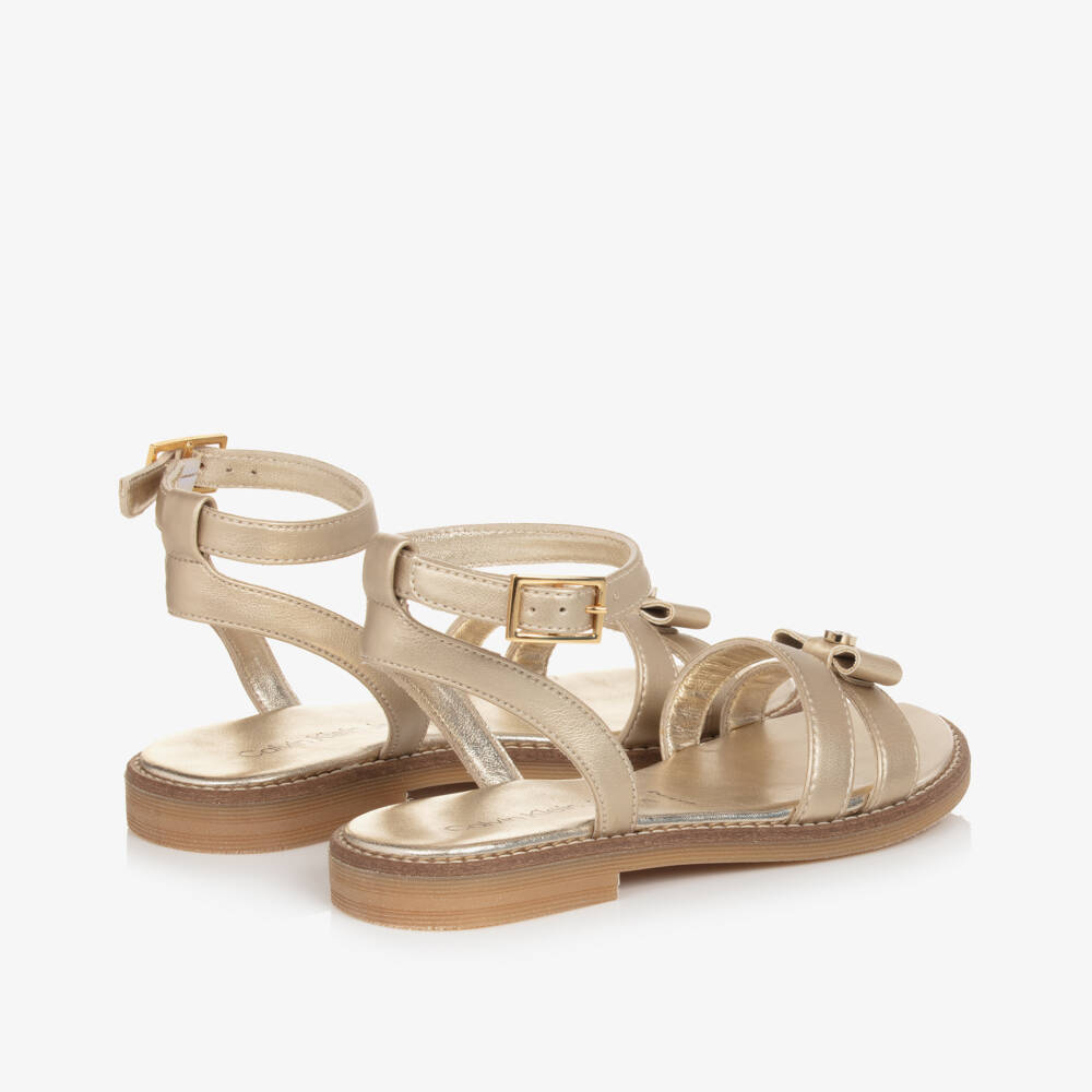 Calvin Klein-Girls Gold Bow Sandals  | Childrensalon