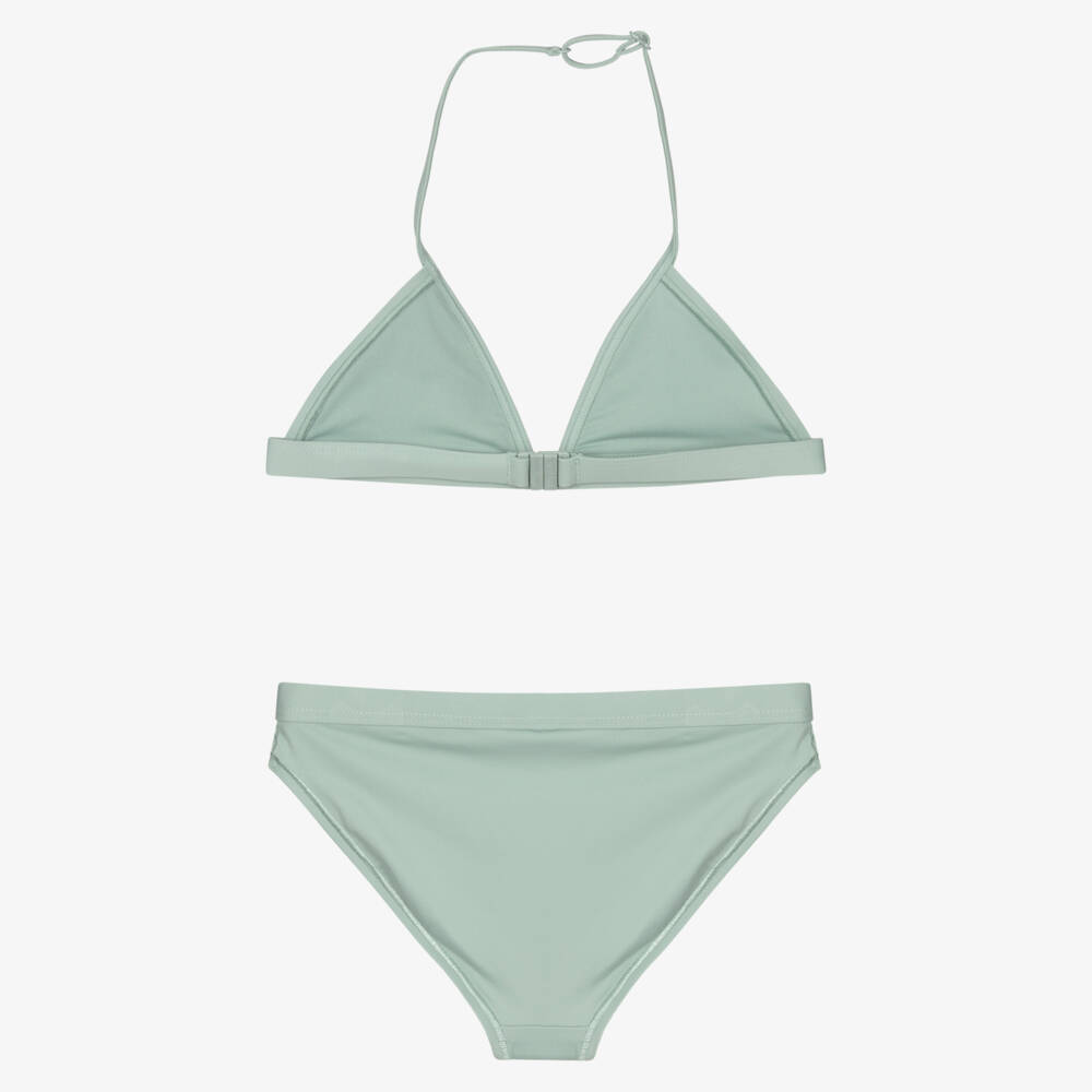 Calvin Klein-Girls Green CK Monogram Triangle Bikini | Childrensalon