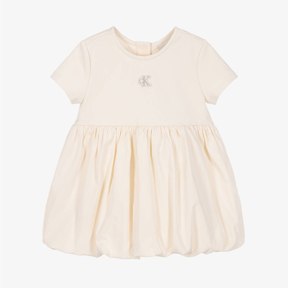 Calvin Klein-Girls Ivory Milano Jersey Puffball Dress | Childrensalon