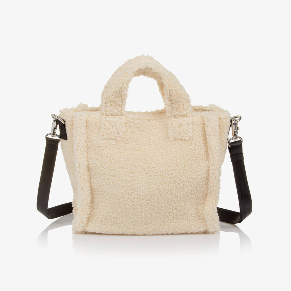 Calvin Klein-Girls Ivory Sherpa Fleece Handbag (24cm) | Childrensalon