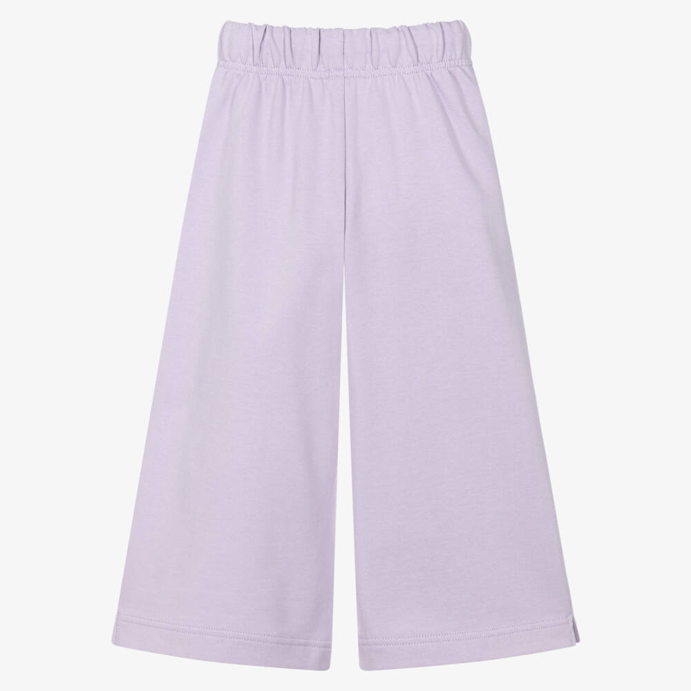 Calvin Klein-Girls Lilac Cotton Wide Leg Joggers with Embroidered Logo | Childrensalon