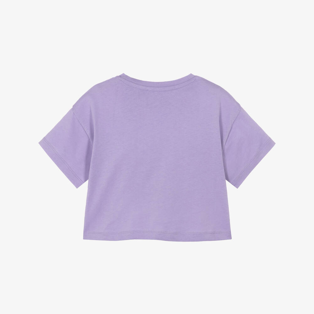 Calvin Klein-Girls Lilac Purple Cotton CK Logo T-Shirt | Childrensalon