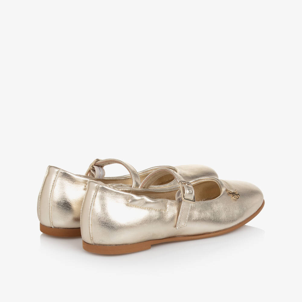 Calvin Klein-حذاء جلد صناعي لون ذهبي متاليك للبنات | Childrensalon