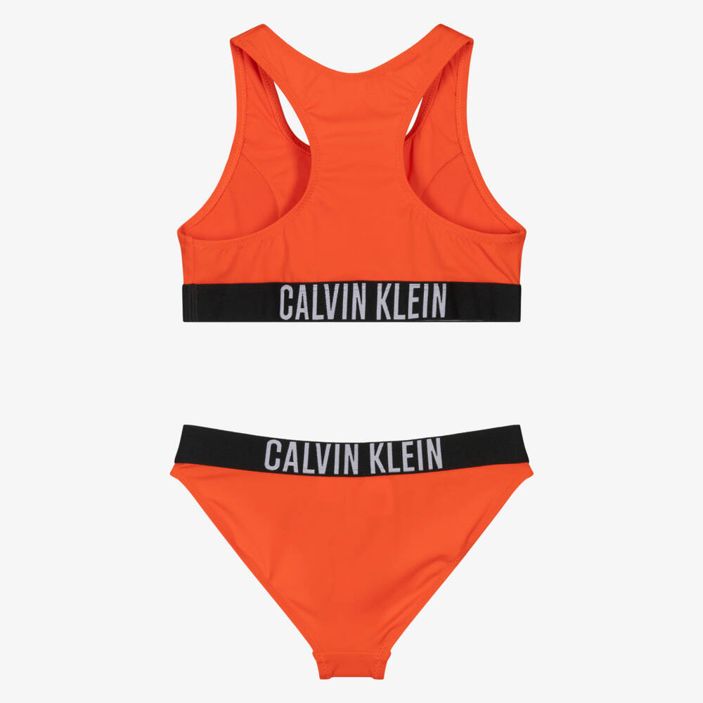 Calvin Klein-Girls Orange Racerback Bralette Bikini | Childrensalon