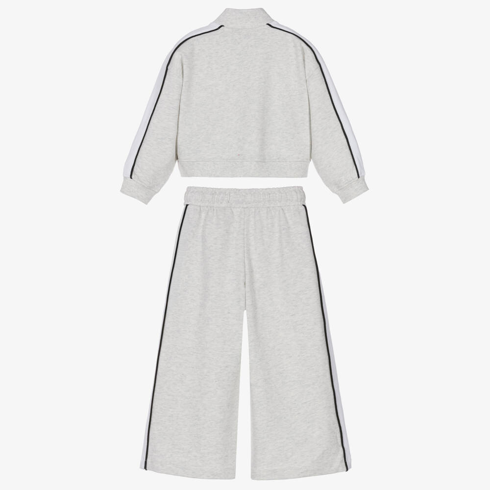 Calvin Klein-Girls Pale Grey Marl Cotton CK Logo Tracksuit | Childrensalon