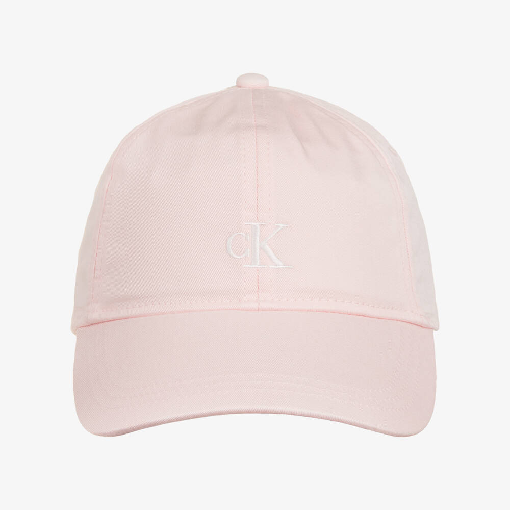 Calvin Klein-Girls Pale Pink Cotton Twill CK Logo Cap | Childrensalon