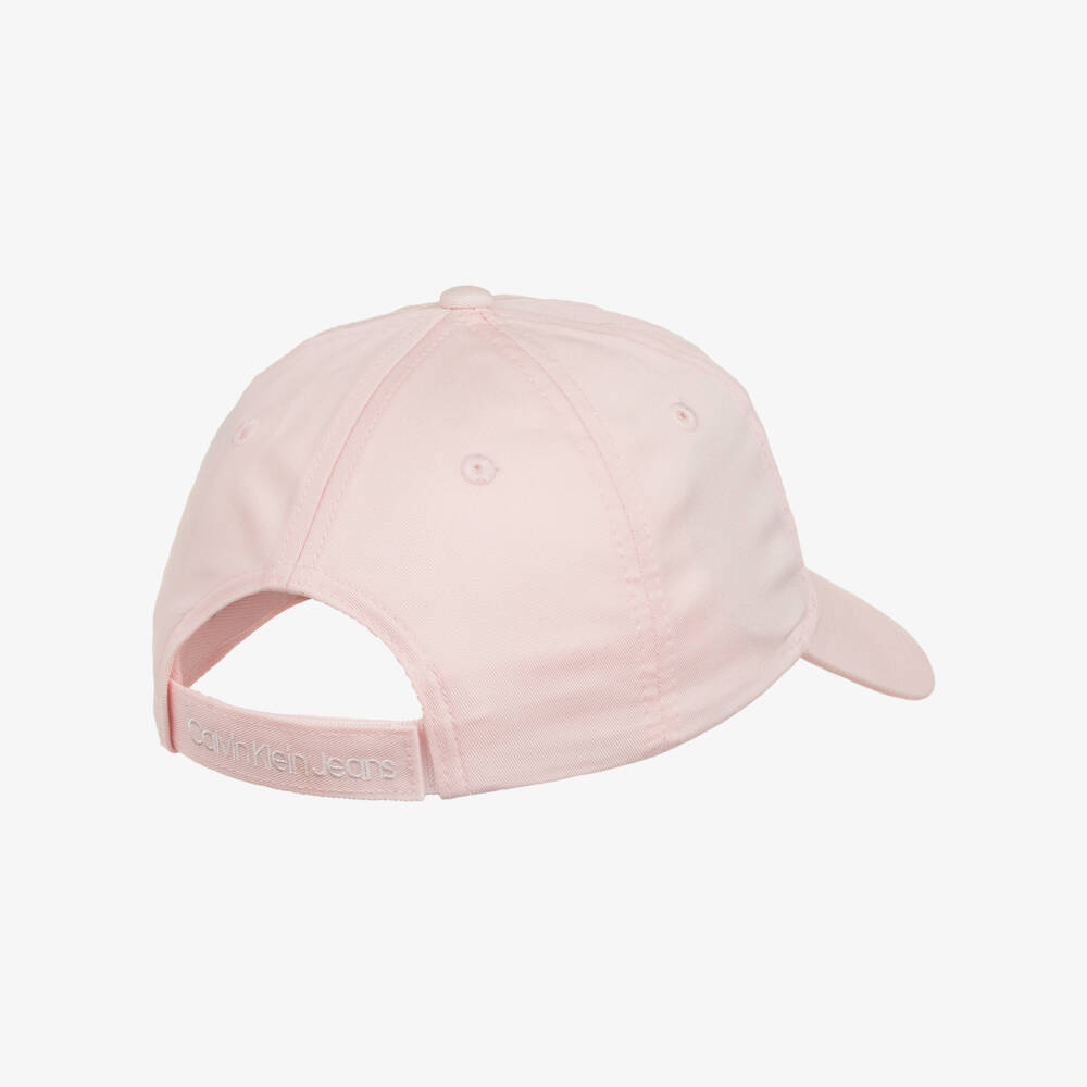 Calvin Klein-Girls Pale Pink Cotton Twill CK Logo Cap | Childrensalon