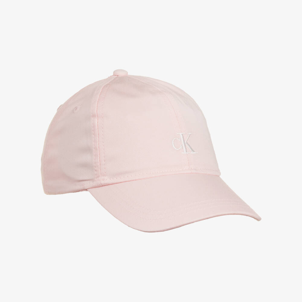 Calvin Klein-Girls Pale Pink Cotton Twill CK Logo Cap | Childrensalon