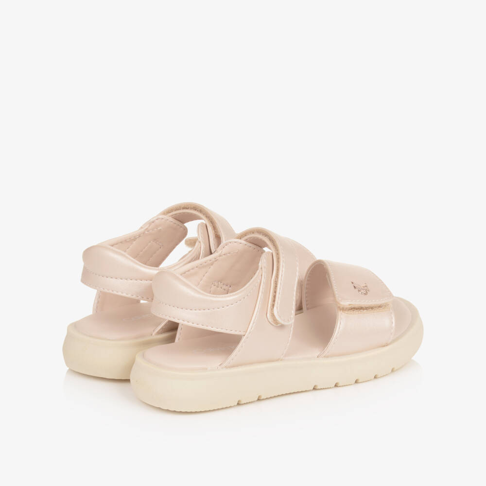 Calvin Klein-Girls Pearlescent Pink Faux Leather Sandals | Childrensalon