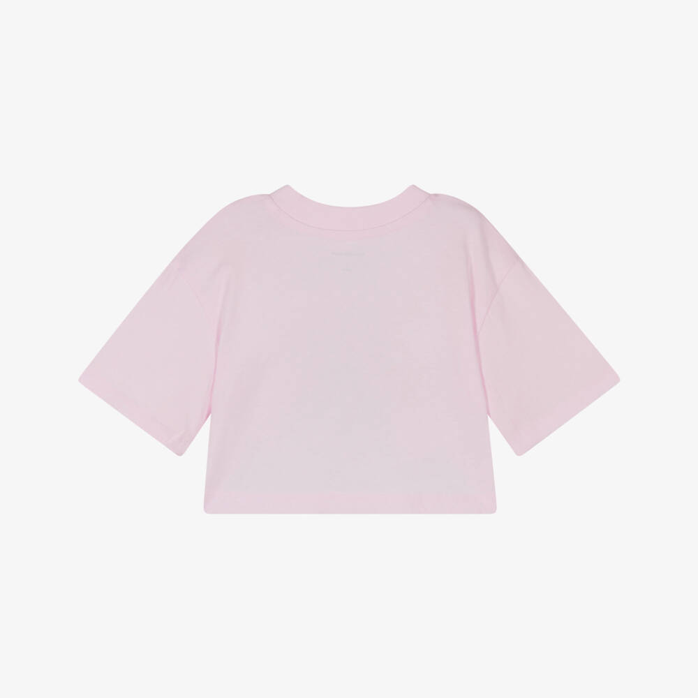 Calvin Klein-Girls Pink Cotton CK Logo Boxy T-Shirt | Childrensalon