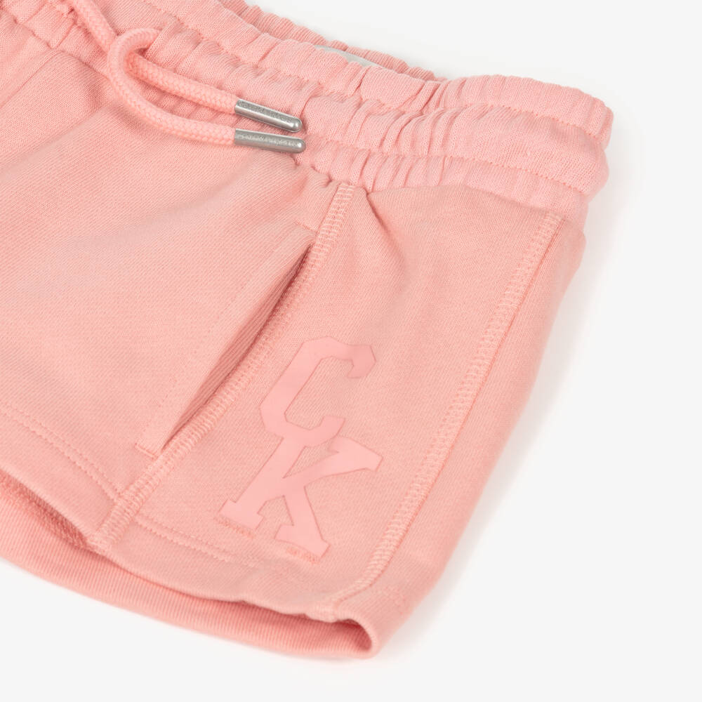 Calvin Klein-Girls Pink Cotton Jersey Shorts | Childrensalon