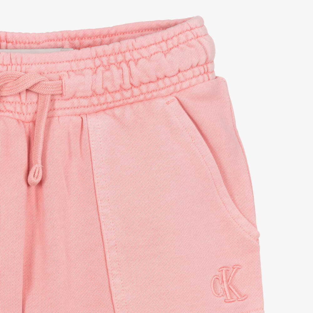 Calvin Klein-بنطلون رياضي بأرجل واسعة قطن لون زهري للبنات | Childrensalon