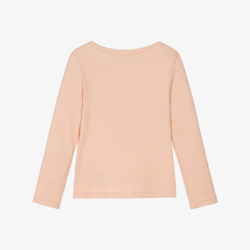 Calvin Klein-Girls Pink Cotton Ribbed Top | Childrensalon