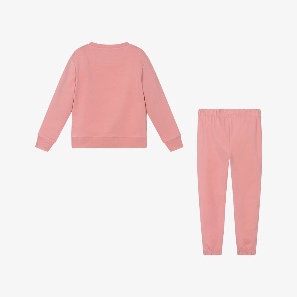 Calvin Klein-Girls Pink Cotton Tracksuit | Childrensalon