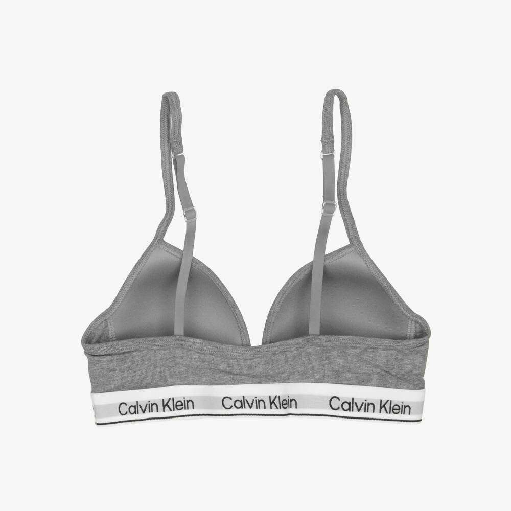 Calvin Klein-Girls Pink & Grey Lightly Padded Cotton Bras (2 Pack) | Childrensalon
