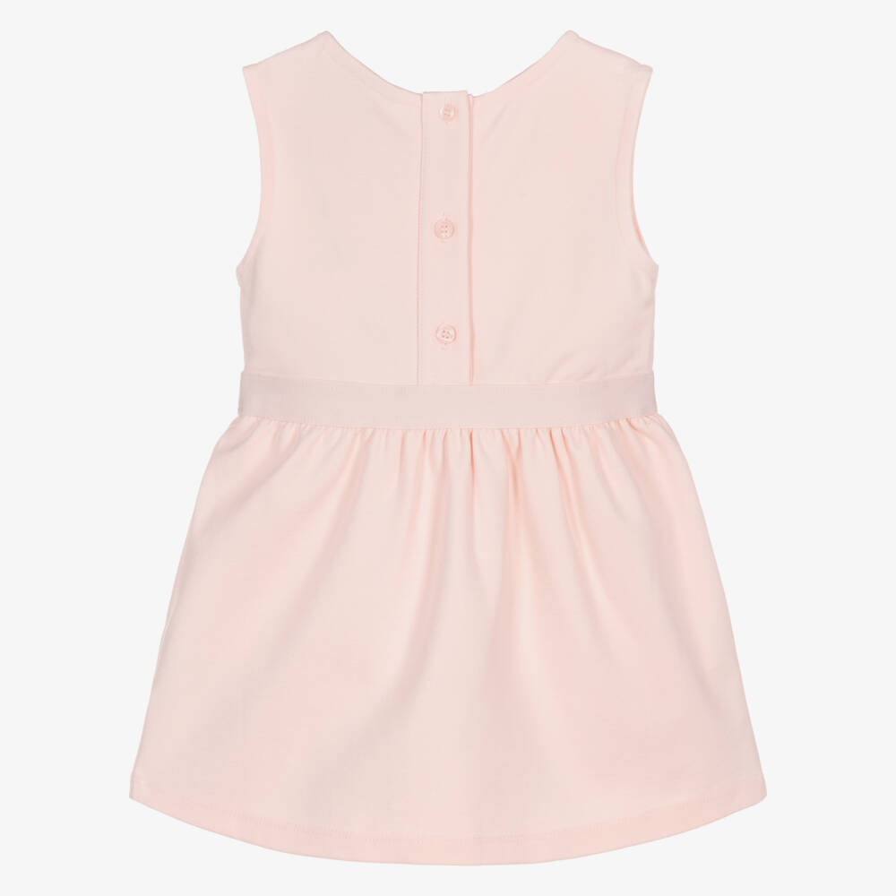 Calvin Klein-Girls Pink Milano Jersey Dress with Logo Waistband | Childrensalon