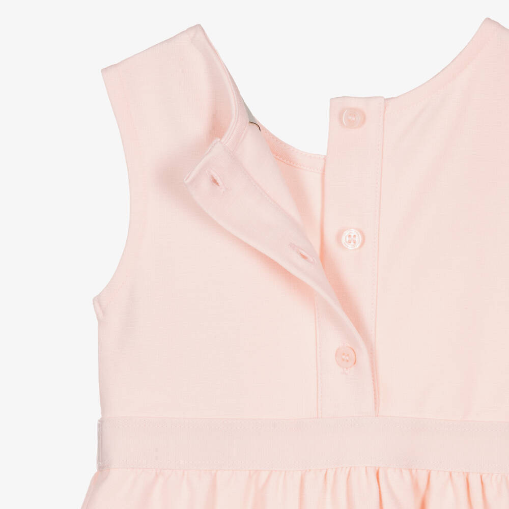 Calvin Klein-Girls Pink Milano Jersey Dress with Logo Waistband | Childrensalon