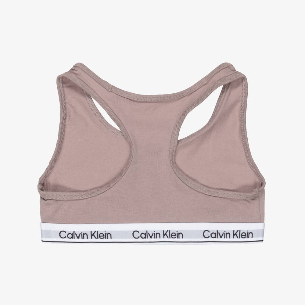 Calvin Klein-Girls White & Beige Cotton Cropped Tops (3 Pack) | Childrensalon