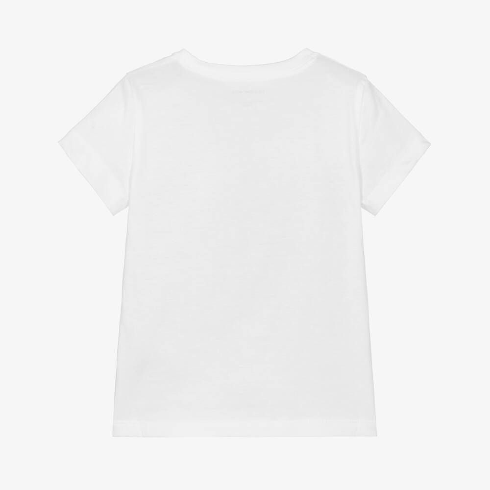 Calvin Klein-Girls White Cotton T-Shirt with Script Logo | Childrensalon