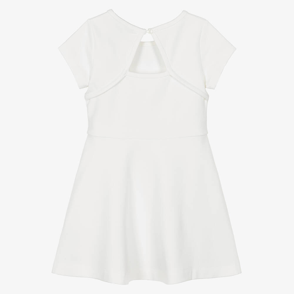 Calvin Klein-Girls White Milano Jersey Dress with Tonal Logo | Childrensalon