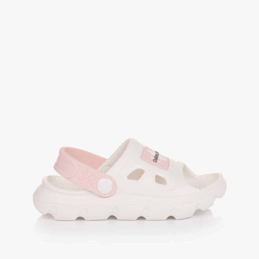 Calvin Klein-Сандалии бело-розовые с логотипом для девочек | Childrensalon