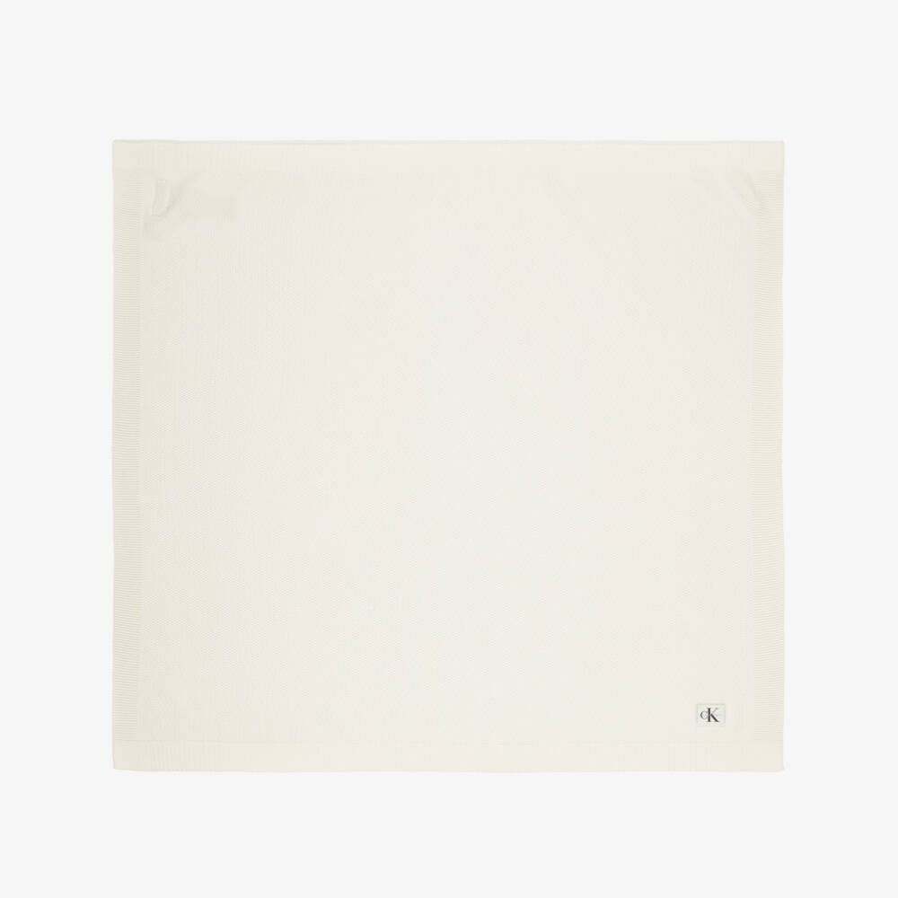Calvin Klein-Ivory Knitted Baby Blanket Gift (85cm) | Childrensalon