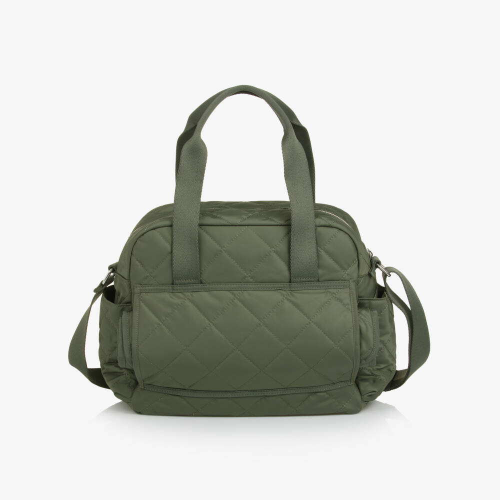 Calvin Klein-Khaki Green Quilted Baby Changing Bag (46cm) | Childrensalon