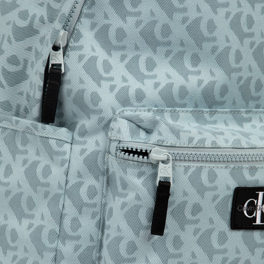 Calvin Klein-Pale Blue CK Monogram Canvas Backpack (39cm) | Childrensalon