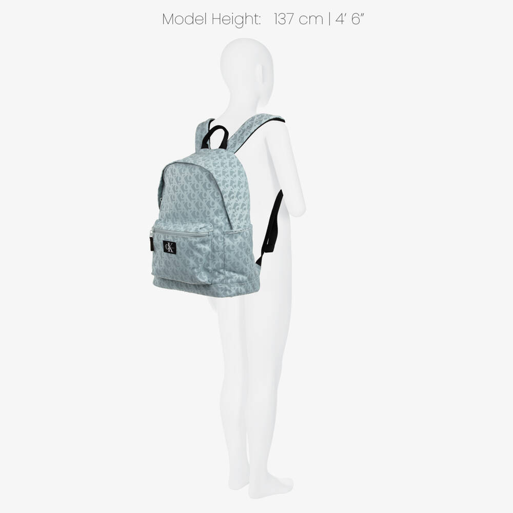 Calvin Klein-Pale Blue CK Monogram Canvas Backpack (39cm) | Childrensalon