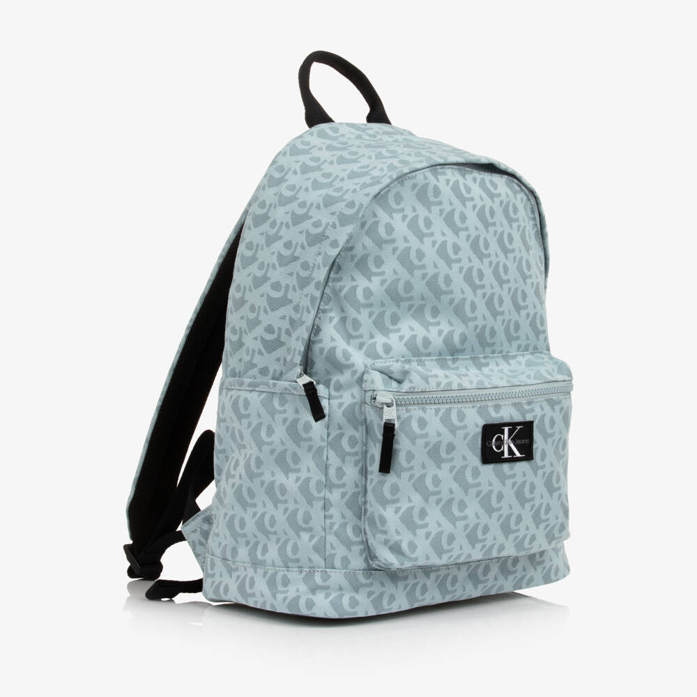 Calvin Klein-Pale Blue CK Monogram Canvas Backpack (39cm) | Childrensalon