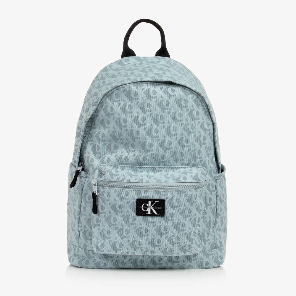 Calvin Klein-Pale Blue CK Monogram Canvas Backpack (39cm) | Childrensalon