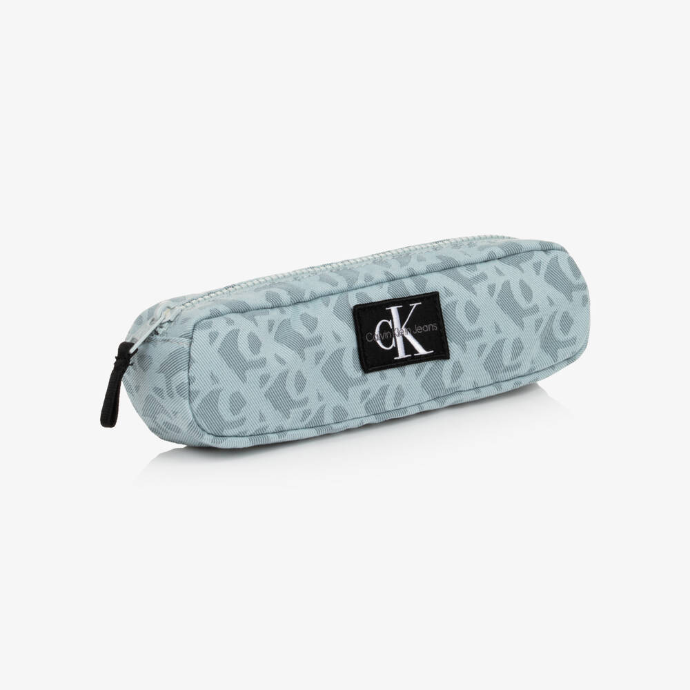 Calvin Klein-Pale Blue CK Monogram Canvas Pencil Case (23cm) | Childrensalon