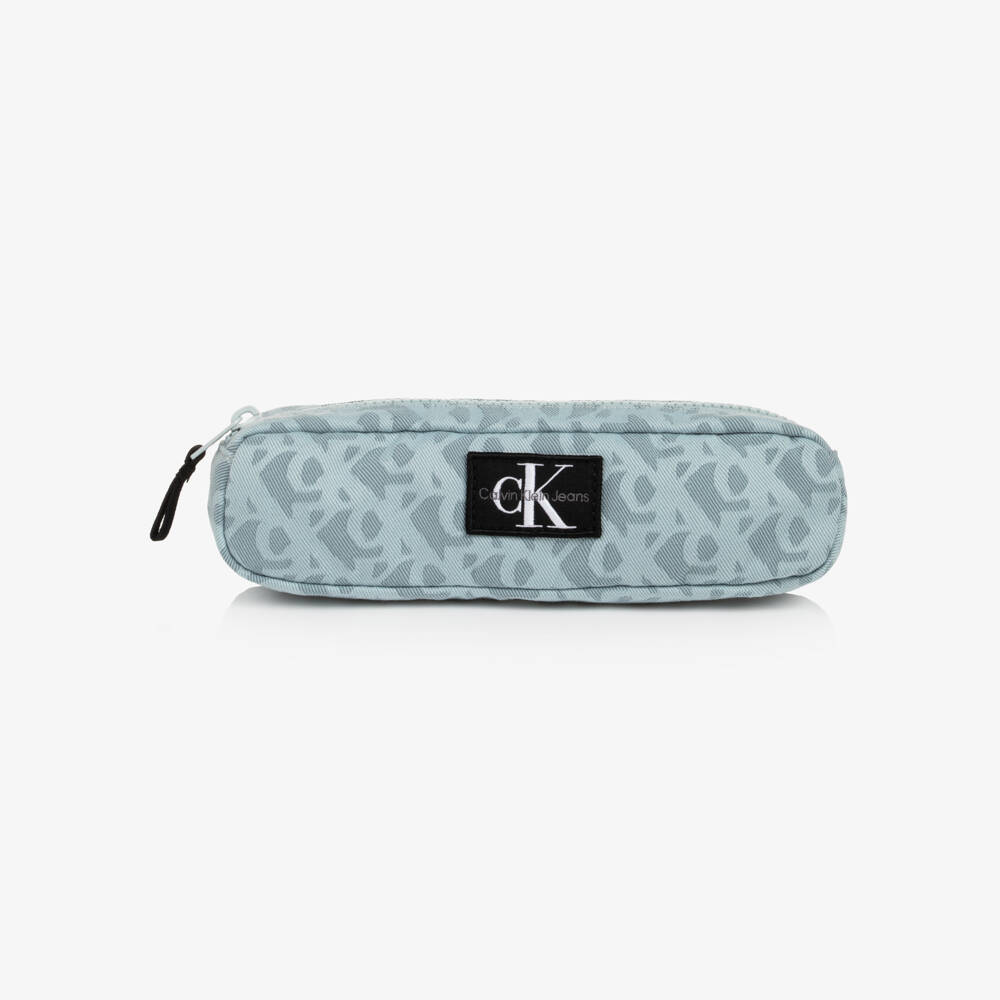 Calvin Klein-Pale Blue CK Monogram Canvas Pencil Case (23cm) | Childrensalon