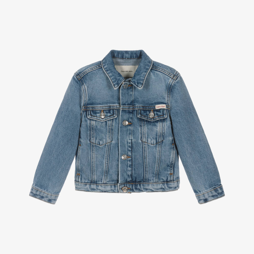 Calvin Klein-Washed Blue Denim Jacket | Childrensalon