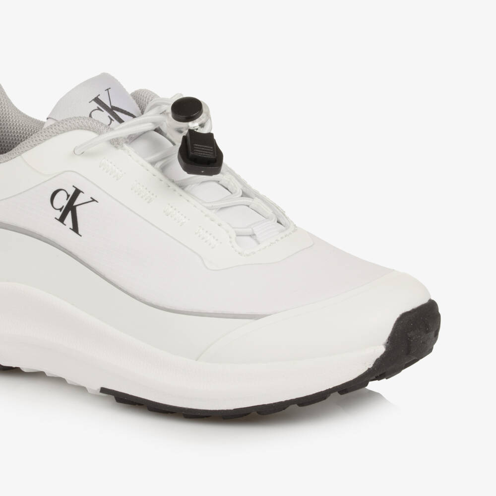 Calvin Klein-White CK Monogram No-Tie Trainers | Childrensalon