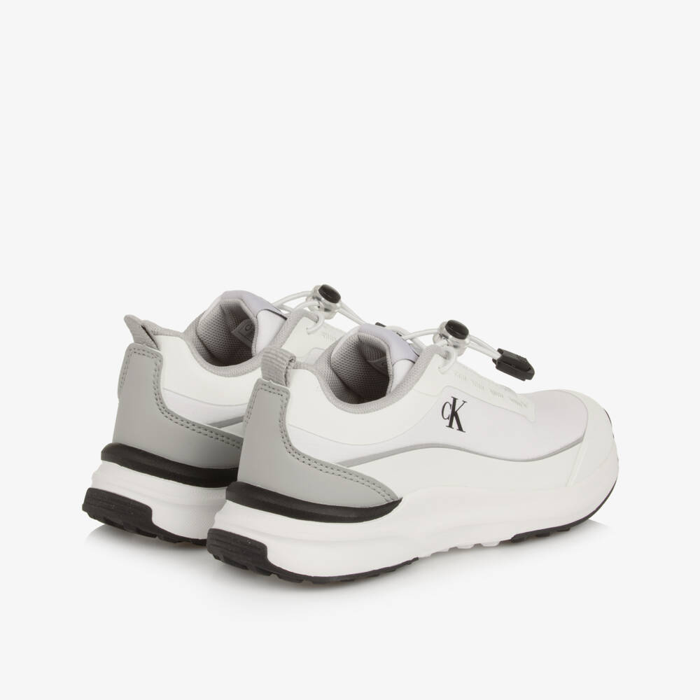 Calvin Klein-White CK Monogram No-Tie Trainers | Childrensalon