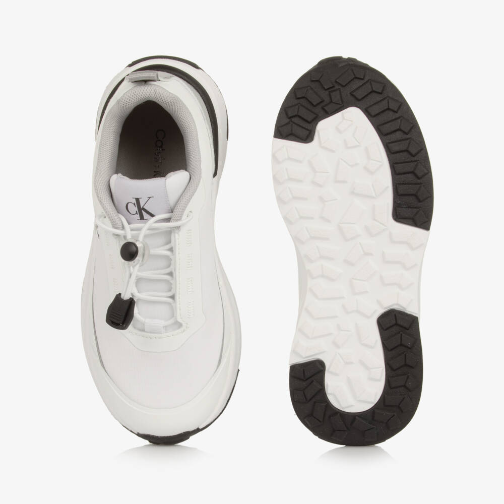 Calvin Klein-White CK Monogram No-Tie Trainers | Childrensalon