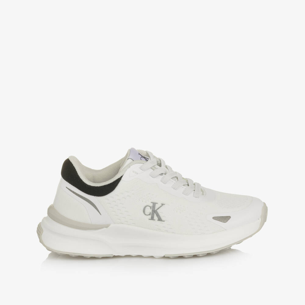 Calvin Klein-White Mesh CK Monogram Slip-on Trainers | Childrensalon
