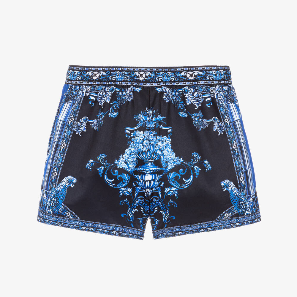 CAMILLA-Boys Blue Tile Print Boardshorts | Childrensalon