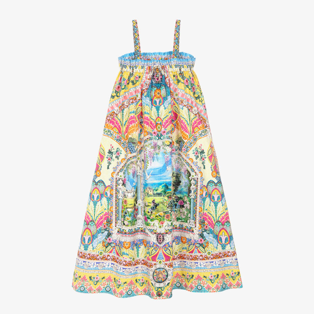 CAMILLA-Платье макси из синего хлопка с садовым принтом для девочек | Childrensalon